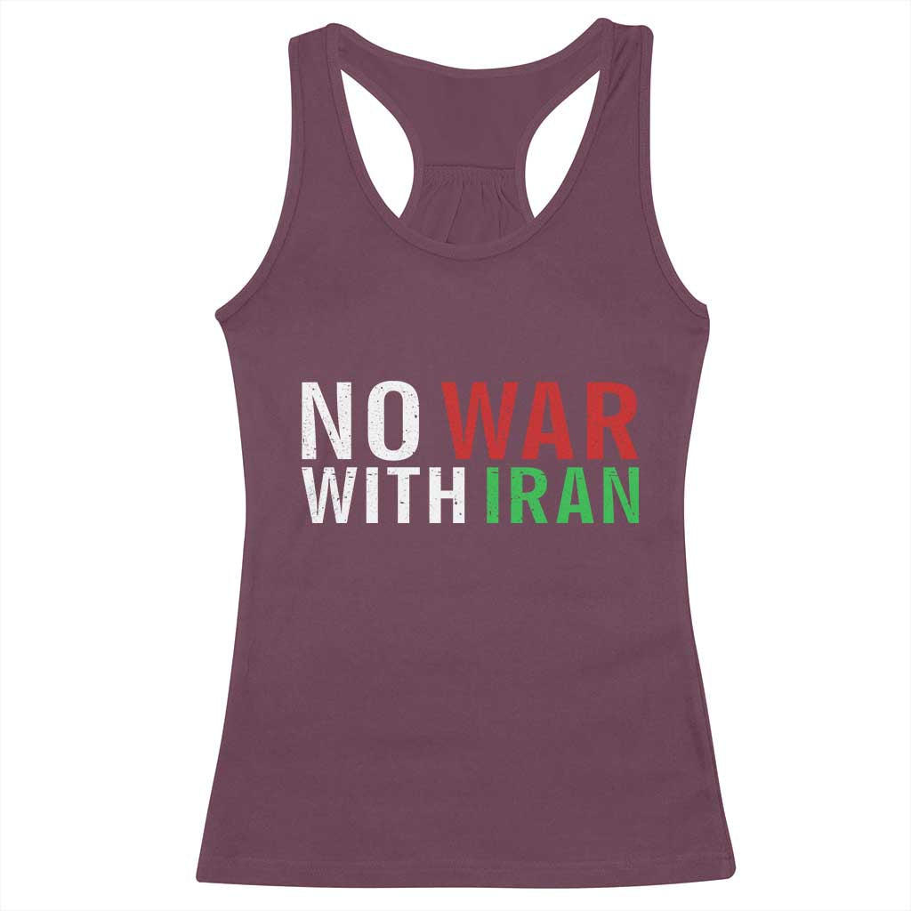 No War With Iran Racerback Tank Top Anti War Protest Apparel Gift