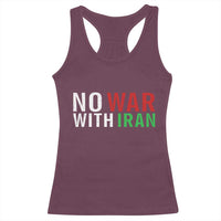 No War With Iran Racerback Tank Top Anti War Protest Apparel Gift