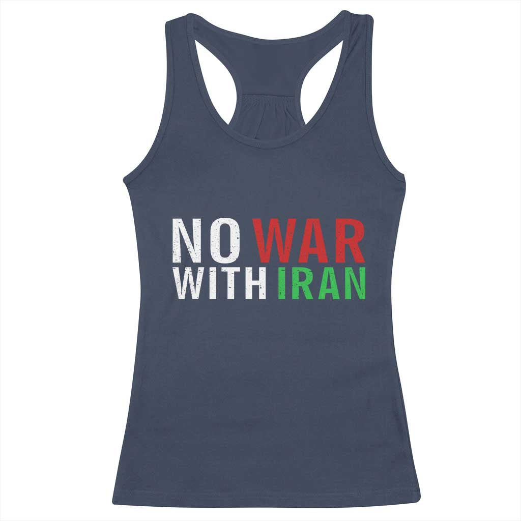 No War With Iran Racerback Tank Top Anti War Protest Apparel Gift