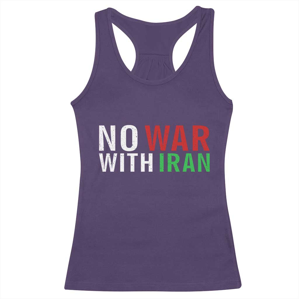 No War With Iran Racerback Tank Top Anti War Protest Apparel Gift