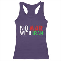 No War With Iran Racerback Tank Top Anti War Protest Apparel Gift
