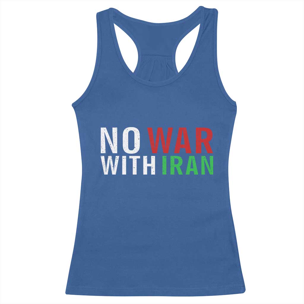 No War With Iran Racerback Tank Top Anti War Protest Apparel Gift