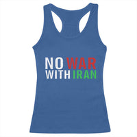 No War With Iran Racerback Tank Top Anti War Protest Apparel Gift