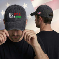 No War With Iran Washed Cotton Baseball Cap Anti War Protest Apparel Gift