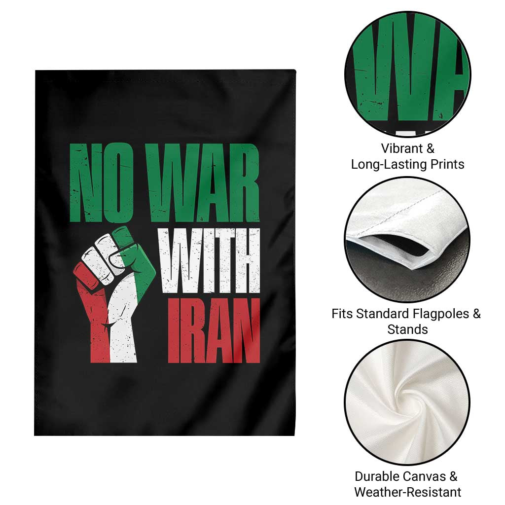 No War With Iran Garden Flag Peace Activist Gift