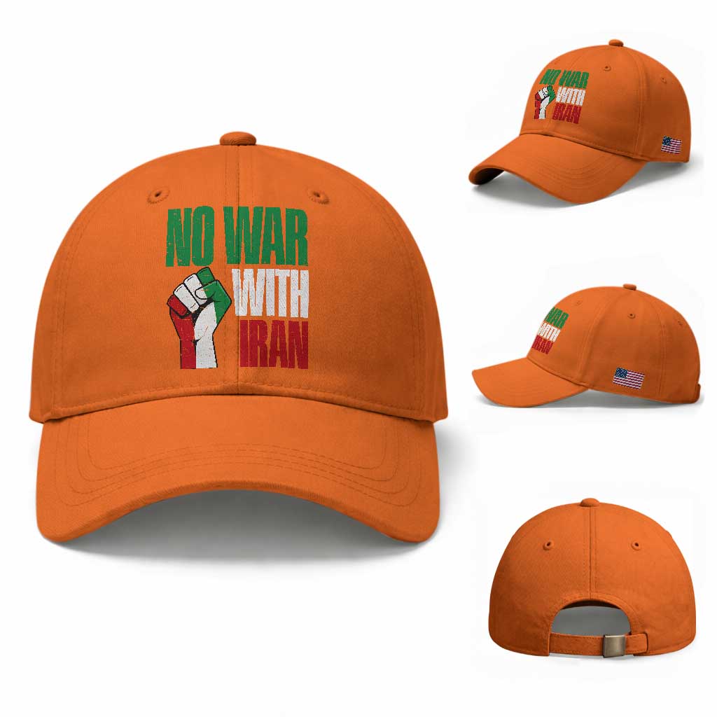 No War With Iran Baseball Cap Peace Activist Gift
