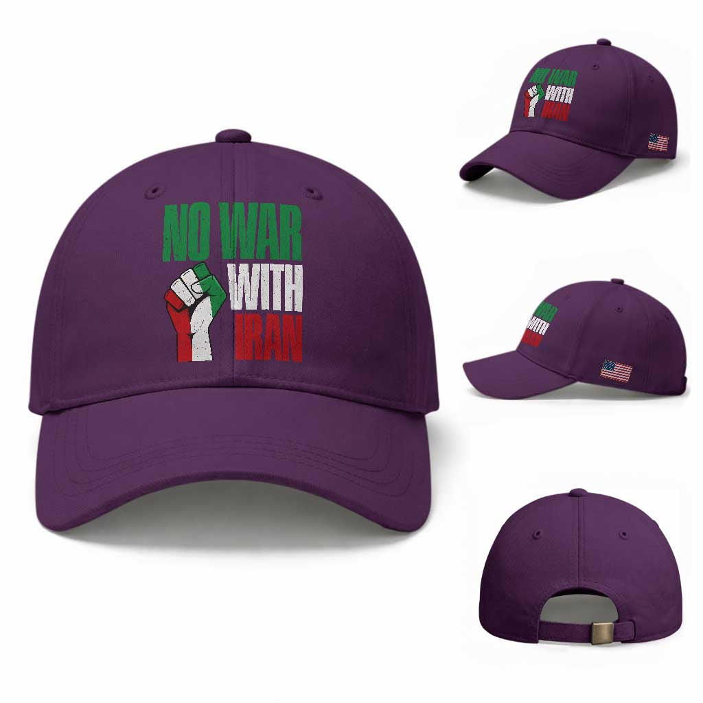 No War With Iran Baseball Cap Peace Activist Gift