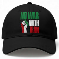 No War With Iran Baseball Cap Peace Activist Gift