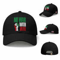 No War With Iran Baseball Cap Peace Activist Gift