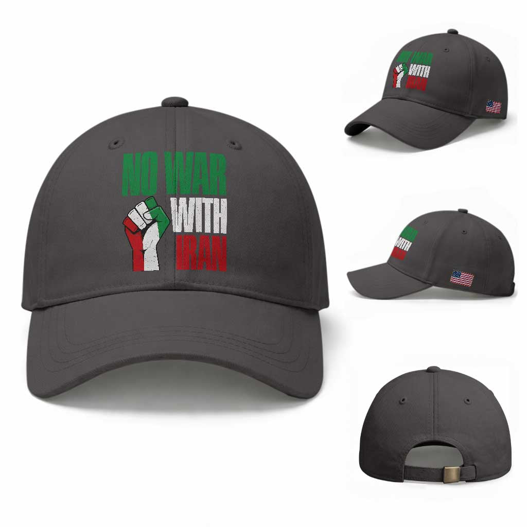 No War With Iran Baseball Cap Peace Activist Gift