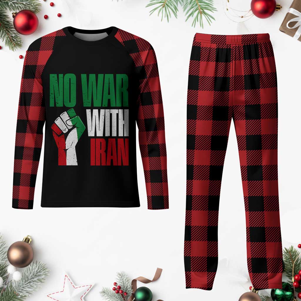 No War With Iran Plaid Pajama Set Peace Activist Gift