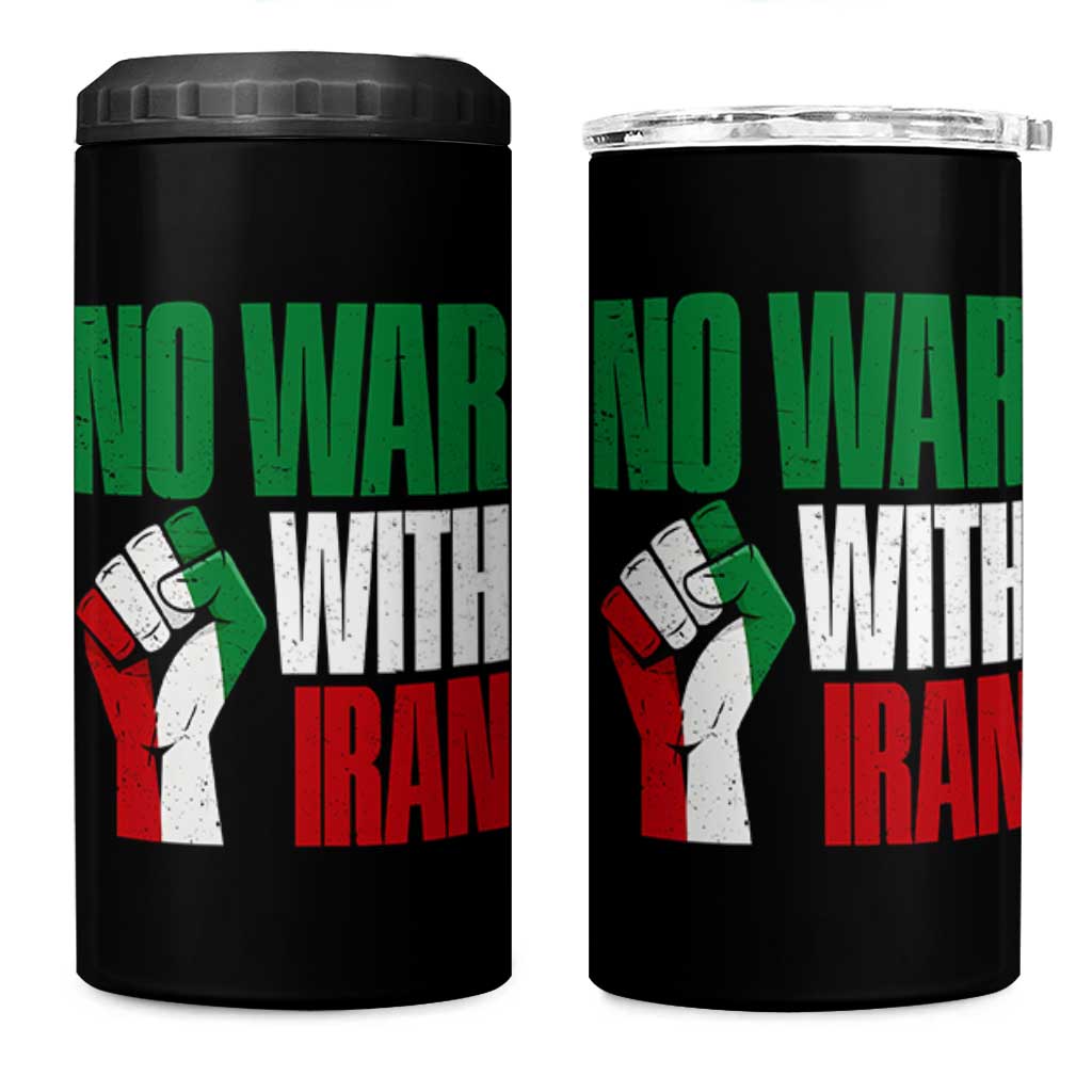No War With Iran 4 in 1 Can Cooler Tumbler Peace Activist Gift