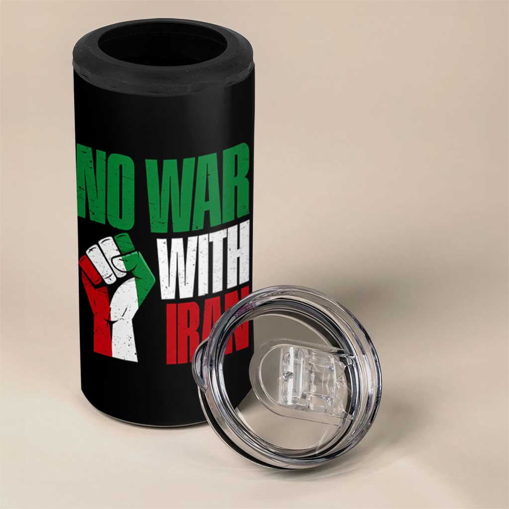 No War With Iran 4 in 1 Can Cooler Tumbler Peace Activist Gift