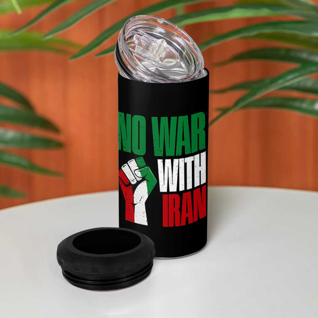 No War With Iran 4 in 1 Can Cooler Tumbler Peace Activist Gift
