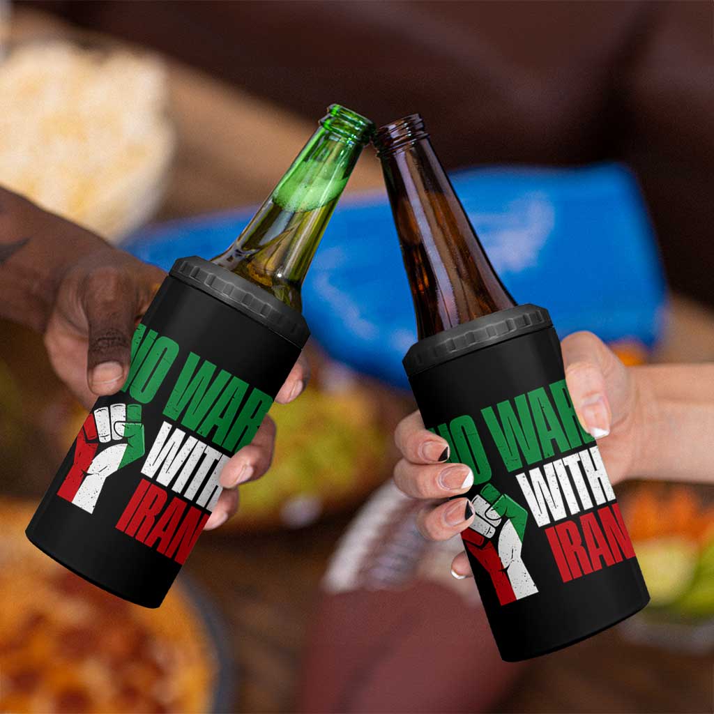 No War With Iran 4 in 1 Can Cooler Tumbler Peace Activist Gift