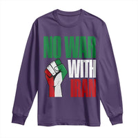 No War With Iran Long Sleeve Shirt Peace Activist Gift