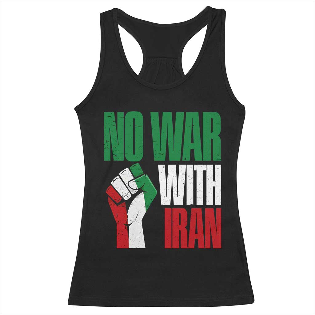 No War With Iran Racerback Tank Top Peace Activist Gift