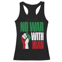 No War With Iran Racerback Tank Top Peace Activist Gift