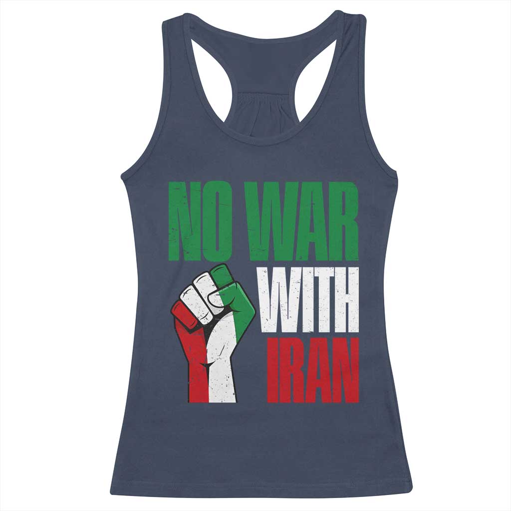 No War With Iran Racerback Tank Top Peace Activist Gift