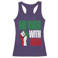 No War With Iran Racerback Tank Top Peace Activist Gift
