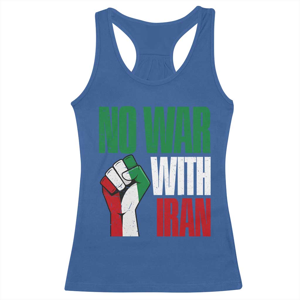 No War With Iran Racerback Tank Top Peace Activist Gift