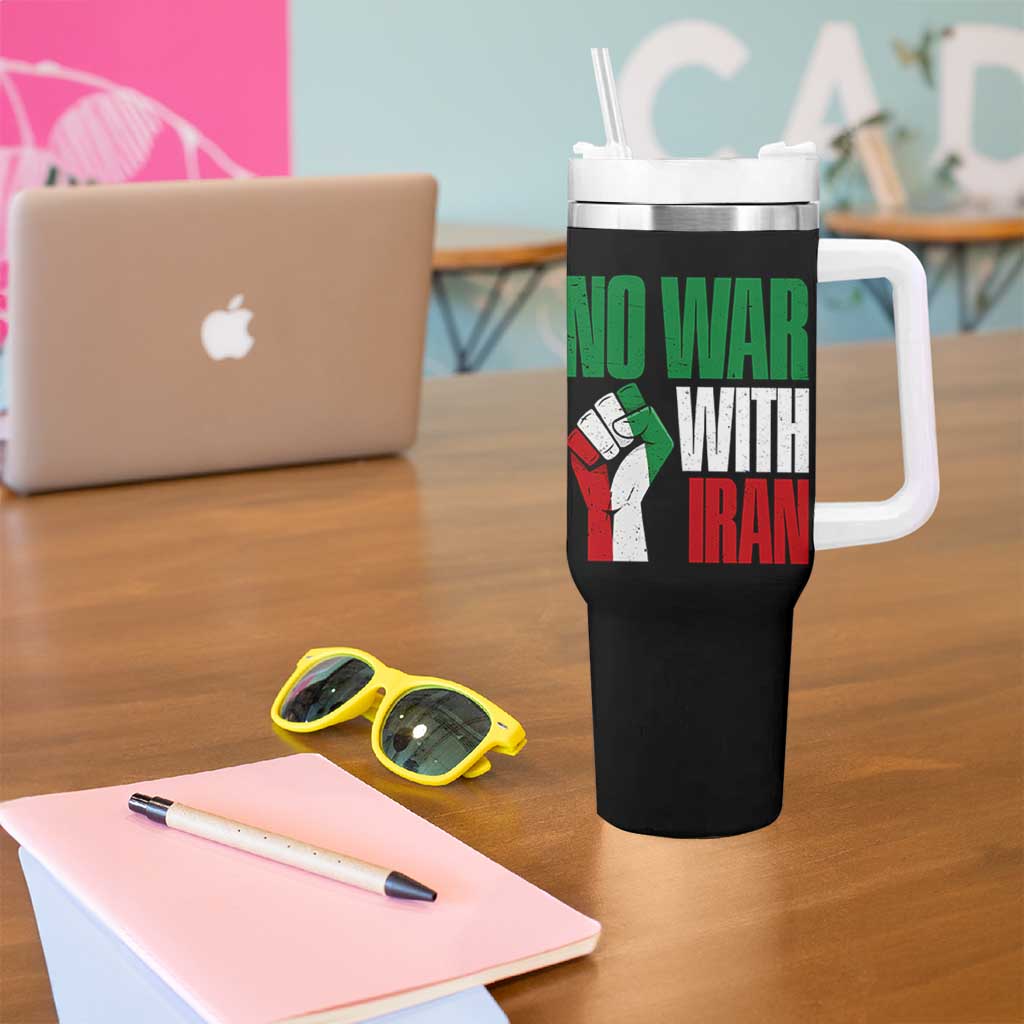 No War With Iran Tumbler With Handle Peace Activist Gift