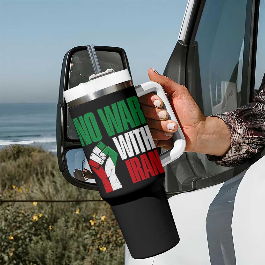No War With Iran Tumbler With Handle Peace Activist Gift