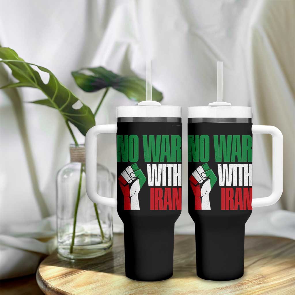 No War With Iran Tumbler With Handle Peace Activist Gift