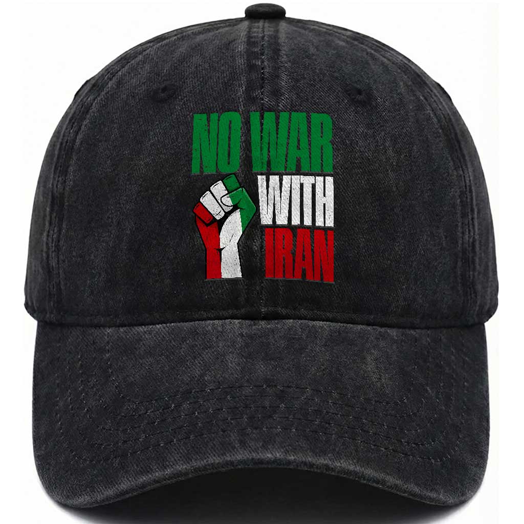 No War With Iran Washed Cotton Baseball Cap Peace Activist Gift