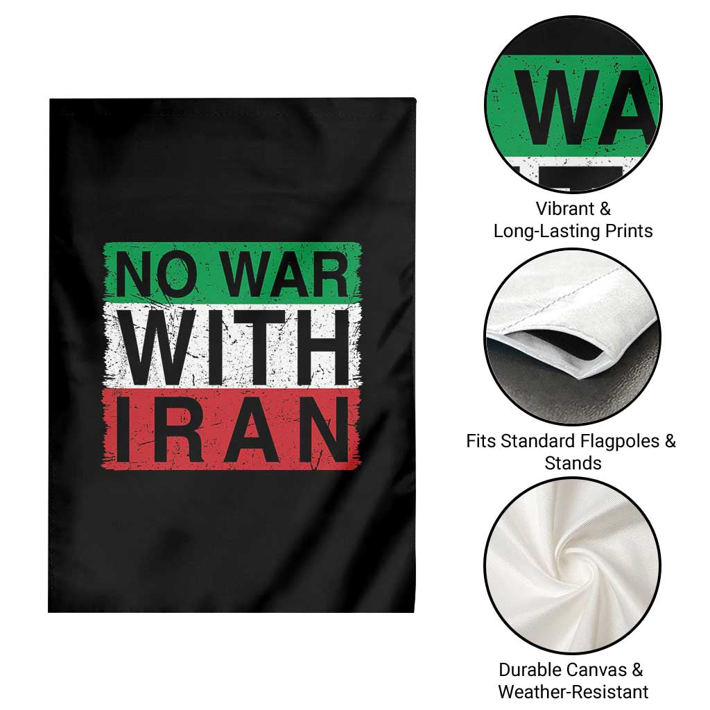 No War With Iran Garden Flag Solidarity With Iranian People Peace