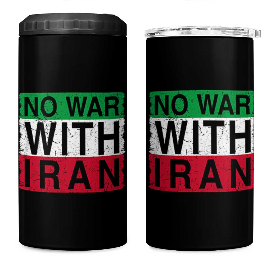 No War With Iran 4 in 1 Can Cooler Tumbler Solidarity With Iranian People Peace