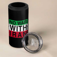 No War With Iran 4 in 1 Can Cooler Tumbler Solidarity With Iranian People Peace