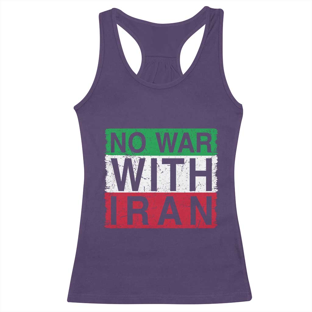 No War With Iran Racerback Tank Top Solidarity With Iranian People Peace