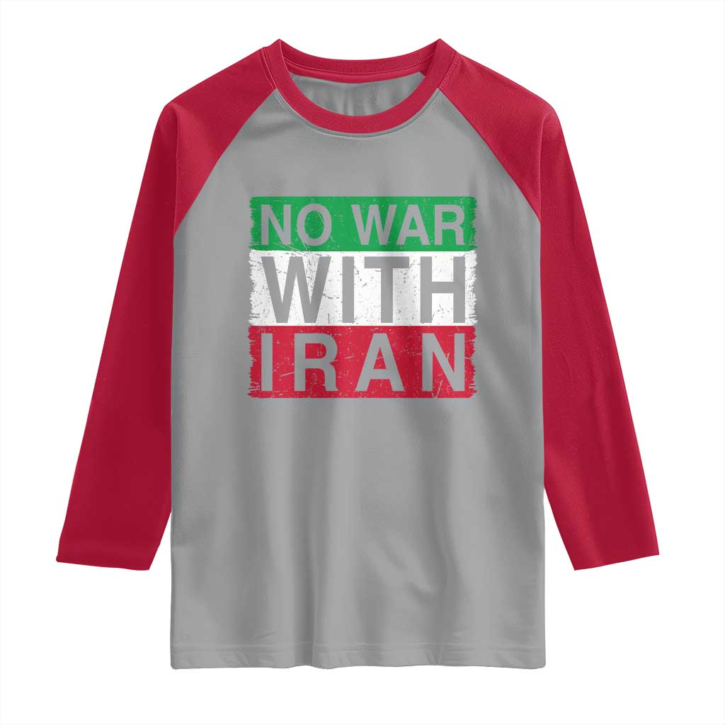 No War With Iran Raglan Shirt Solidarity With Iranian People Peace