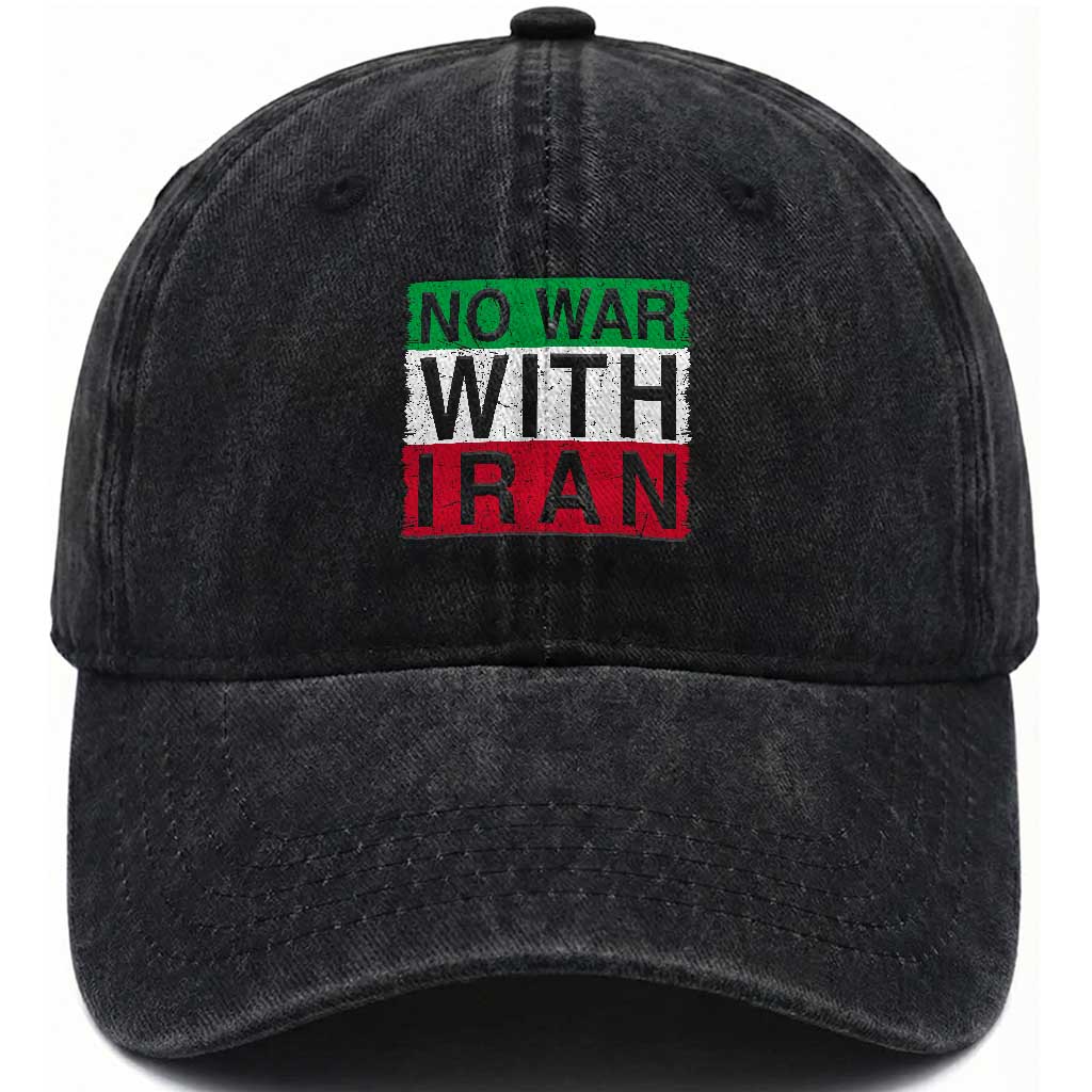 No War With Iran Washed Cotton Baseball Cap Solidarity With Iranian People Peace