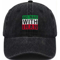 No War With Iran Washed Cotton Baseball Cap Solidarity With Iranian People Peace