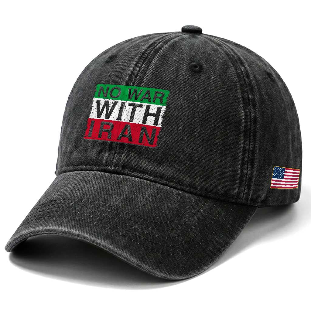 No War With Iran Washed Cotton Baseball Cap Solidarity With Iranian People Peace