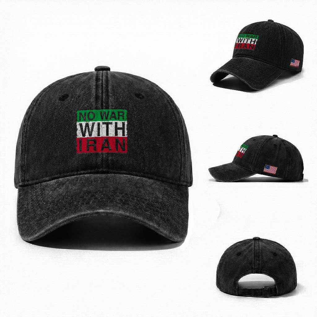 No War With Iran Washed Cotton Baseball Cap Solidarity With Iranian People Peace