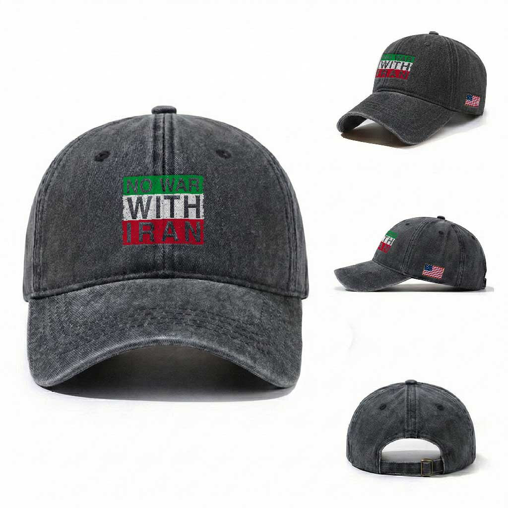 No War With Iran Washed Cotton Baseball Cap Solidarity With Iranian People Peace