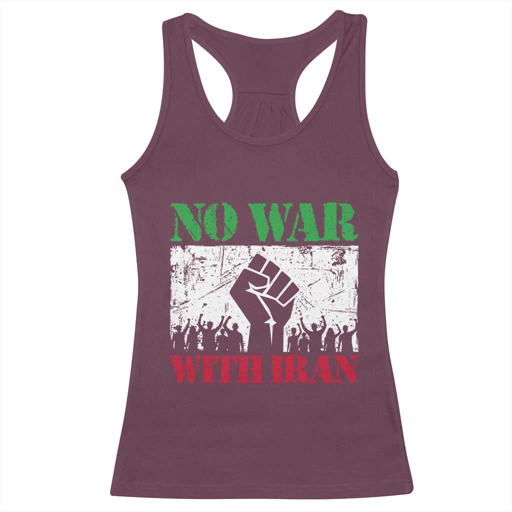 No War With Iran Racerback Tank Top Free Iran Peace Seeker Gift