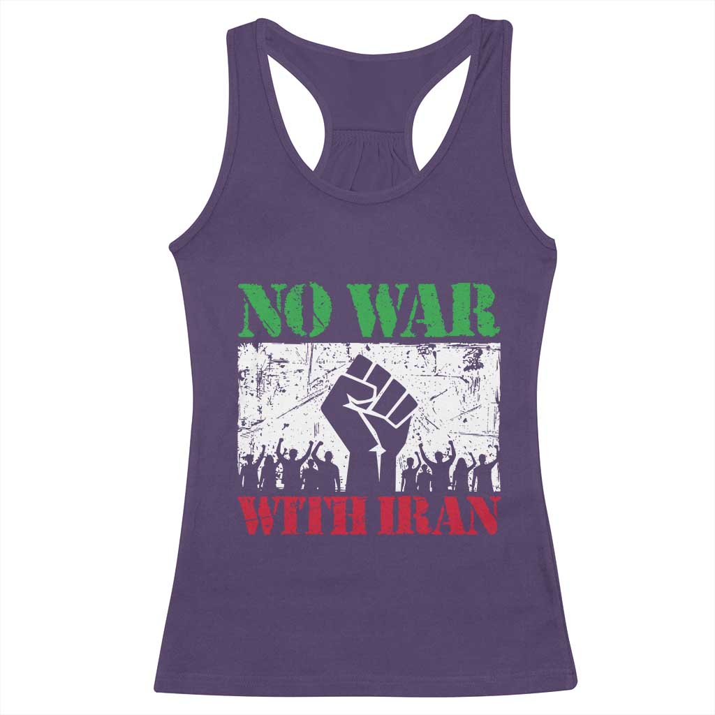 No War With Iran Racerback Tank Top Free Iran Peace Seeker Gift