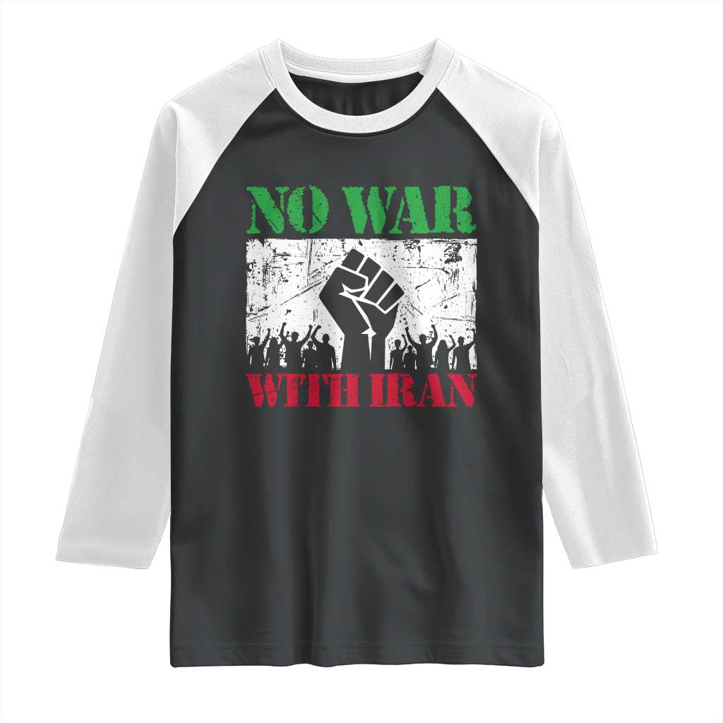 No War With Iran Raglan Shirt Free Iran Peace Seeker Gift