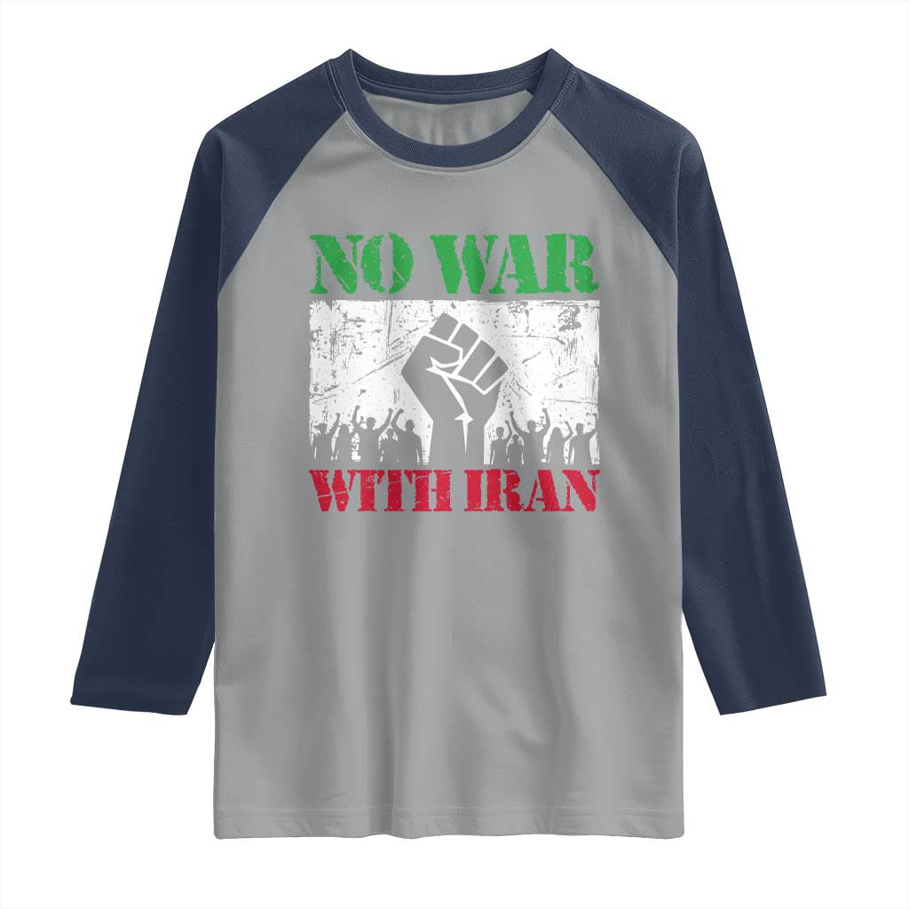 No War With Iran Raglan Shirt Free Iran Peace Seeker Gift