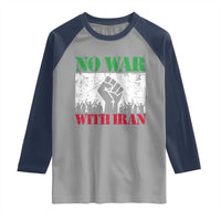 No War With Iran Raglan Shirt Free Iran Peace Seeker Gift