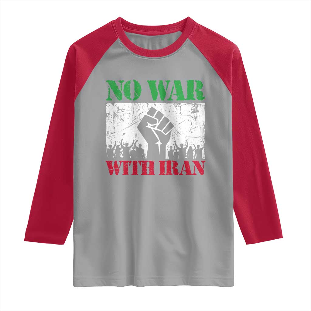 No War With Iran Raglan Shirt Free Iran Peace Seeker Gift