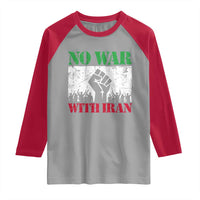No War With Iran Raglan Shirt Free Iran Peace Seeker Gift