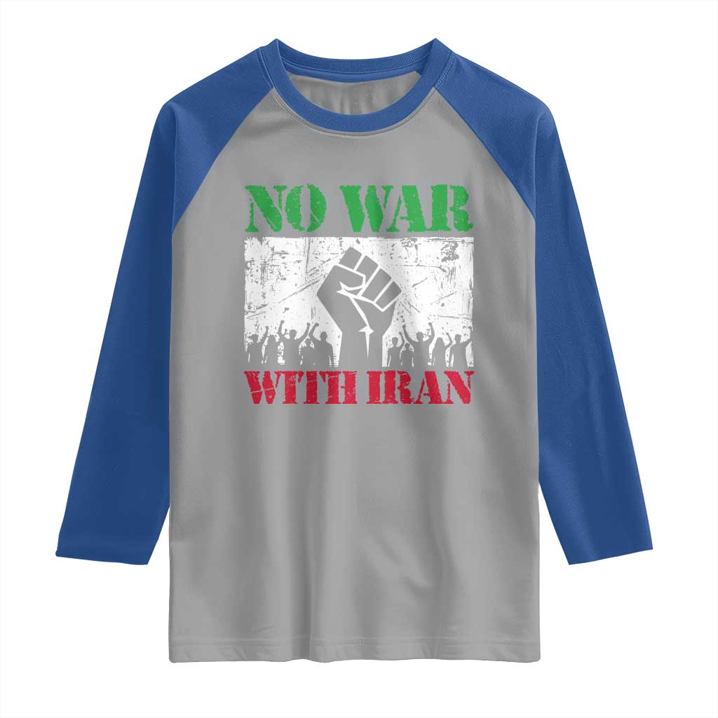 No War With Iran Raglan Shirt Free Iran Peace Seeker Gift