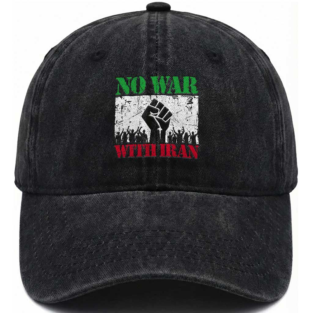 No War With Iran Washed Cotton Baseball Cap Free Iran Peace Seeker Gift
