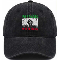 No War With Iran Washed Cotton Baseball Cap Free Iran Peace Seeker Gift