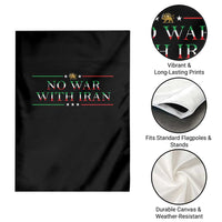 No War With Iran Peace Statement Gift Garden Flag